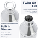 COCKTAIL SHAKER - 24OZ/700ML -           LIQUID CHROME